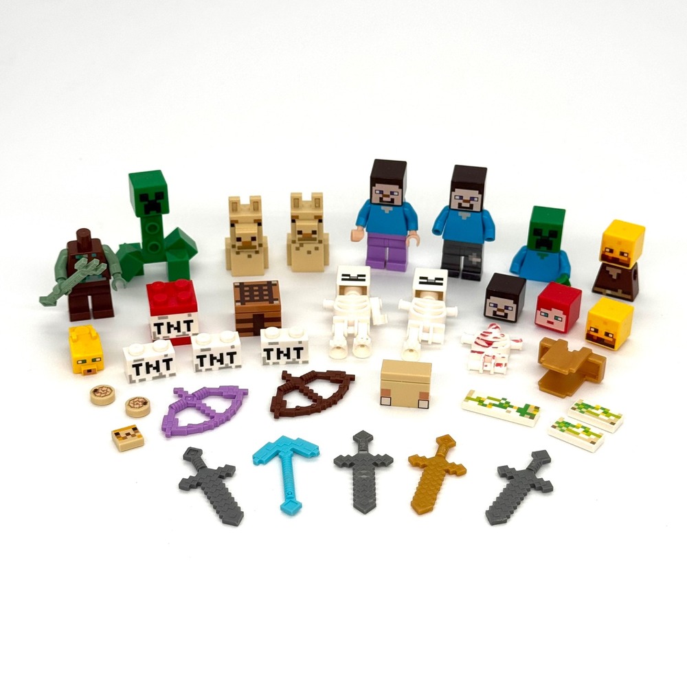 LEGO Minecraft Minifigures Lot Assorted Figures Weapons Accessories Crafting